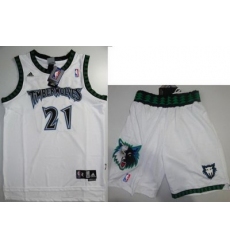 Minnesota Timberwolves 21 Kevin Garnett White Jerseys Shorts NBA Suits