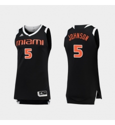 Men Miami Hurricanes Zach Johnson Black White Chase College Basketball Jersey