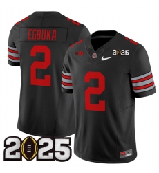 Men's Ohio State Buckeyes #2 Emeka Egbuka Black 2025 CFP Final Patch F.U.S.E. Vapor Limited Stitched Football Jersey