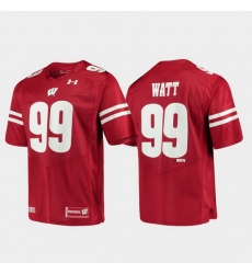 Men Wisconsin Badgers J.J. Watt 99 Red Alumni Football Game Replica Jersey