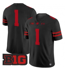 Men Youth Wisconsin Badgers 1 Team Black 2024 Vapor Limited Jersey All Stitched