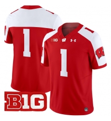 Men Youth Wisconsin Badgers 1 Team Red Alternate 2024 Vapor Limited Jersey All Stitched
