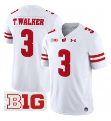 Men Youth Wisconsin Badgers 3 Tawee Walker White 2024 Vapor Limited Jersey All Stitched
