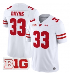 Men Youth Wisconsin Badgers 33 Ron Dayne White 2024 Vapor Limited Jersey All Stitched
