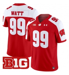 Men Youth Wisconsin Badgers 99 J J Watt Red Alternate 2024 Vapor Limited Jersey All Stitched