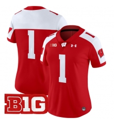 Women Wisconsin Badgers 1 Team Red Alternate 2024 Vapor Limited Jersey All Stitched