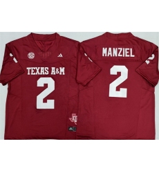 Men Texas A 26M Aggies Lions 2 Johnny Manziel Red 2025 F U S E  Stitched Jersey