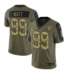 Men Arizona Cardinals 99 J J  Watt 2021 Salute To Service Olive Camo Limited Stitched Jersey