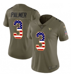 Womens Nike Arizona Cardinals 3 Carson Palmer Limited OliveUSA Flag 2017 Salute to Service NFL Jersey