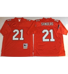 Men Atlanta Falcons 21 Deion Sanders Red M&N Throwback Jersey