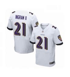 Mens Baltimore Ravens 21 Mark Ingram II Elite White Football Jersey