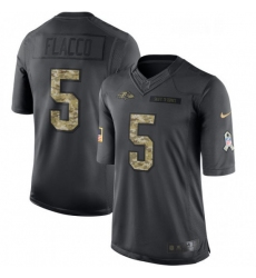 Mens Nike Baltimore Ravens 5 Joe Flacco Limited Black 2016 Salute to Service NFL Jersey