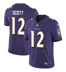 Nike Ravens 12 Jaleel Scott Purple Vapor Untouchable Limited Jersey