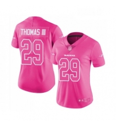 Womens Baltimore Ravens 29 Earl Thomas III Limited Pink Rush Fashion Football Jersey