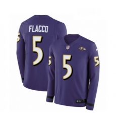 Youth Nike Baltimore Ravens 5 Joe Flacco Limited Purple Therma Long Sleeve NFL Jersey