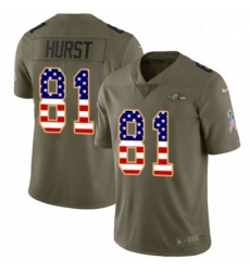 Youth Nike Baltimore Ravens 81 Hayden Hurst Limited Olive USA Flag Salute to Service NFL Jersey