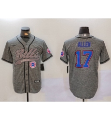 Men Buffalo Bills 17 Josh Allen Grey Team Cool Base Stitched Baseball Jersey 6