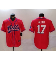 Men Buffalo Bills 17 Josh Allen Red Cool Base Stitched Baseball Jersey