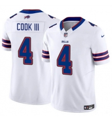 Men Buffalo Bills 4 James Cook III White 2025 F U S E  Vapor Untouchable Limited Stitched Football Jersey