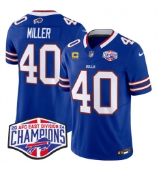 Men Buffalo Bills 40 Von Miller Royal F U S E  2024 AFC East Division Champions With 4 Star C Ptach Vapor Limited Stitched Football Jersey