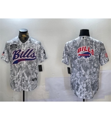 Men Buffalo Bills Team Big Logo 2024 Arctic Camo Salute To Service Stitched Baseball Jersey