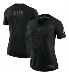 Women Buffalo Bills 17 Josh Allen Black Limited 2020 Salute To Service Jersey