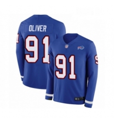 Youth Buffalo Bills 91 Ed Oliver Limited Royal Blue Therma Long Sleeve Football Jersey