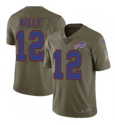 Youth Nike Buffalo Bills 12 Jim Kelly Limited Olive 2017 Salute to Service NFL Jersey