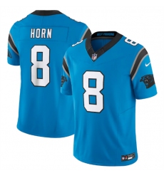 Men Carolina Panthers 8 Jaycee Horn Blue 2023 F U S E  Vapor Untouchable Stitched Football Jersey