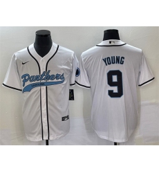 Men Carolina Panthers 9 Bryce Young White With Patch Cool Base Stitched Baseball Jersey