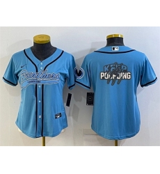 Women Carolina Panthers Blue Team Big Logo With Patch Cool Base Stitched Baseball Jersey