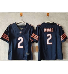 Women Chicago Bears 2 DJ Moore Navy 2024 F U S E Vapor Stitched Jersey 