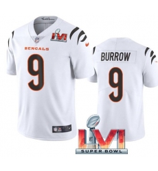 Nike Cincinati Bengals 9 Joe Burrow White 2022 Super Bowl LVI Vapor Limited Jersey