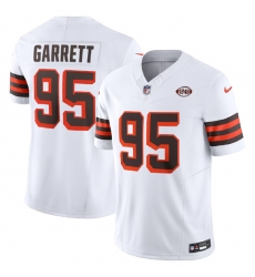 Men Cleveland Browns 95 Myles Garrett White 2023 F U S E  1946 Collection Vapor Untouchable Limited Stitched Jersey