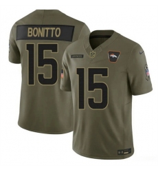 Men Denver Broncos 15 Nik Bonitto Olive 2025 F U S E  Salute to Service Limited Stitched Football Jersey