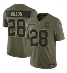 Men Green Bay Packers 28 A  J  Dillon Olive 2025 F U S E  Salute to Service Limited Stitched Football Jersey