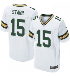 Men Nike Green Bay Packers 15 Bart Starr Elite White NFL Jersey