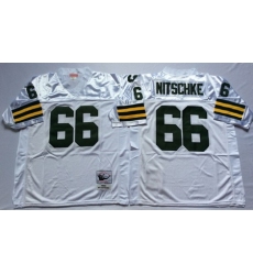 Packers 66 Ray Nitschke White Long Sleeve Throwback Jersey