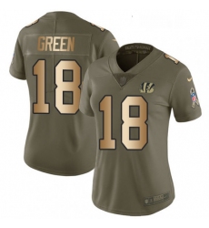 Womens Nike Cincinnati Bengals 18 AJ Green Limited OliveGold 2017 Salute to Service NFL Jersey