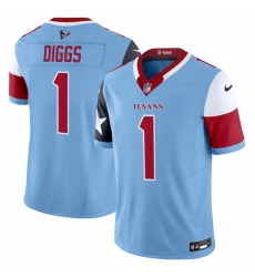 Men Houston Texans 1 Stefon Diggs Blue 2024 F U S E  V5 Limited Stitched Football Jersey