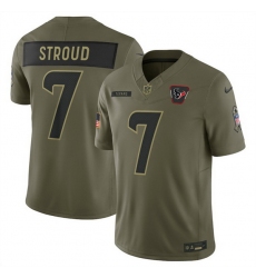 Men Houston Texans 7 C J  Stroud Olive 2025 Salute to Service Limited Stitched Football Jersey