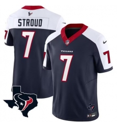 Men Houston Texans 7 C J  Stroud White Navy 2023 F U S E  Vapor Untouchable Limited Stitched Football Jersey