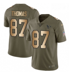 Men Nike Houston Texans 87 Demaryius Thomas Limited Olive Gold 2017 Salute to Service NFL Jersey