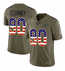 Men Nike Houston Texans 90 Jadeveon Clowney Limited OliveUSA Flag 2017 Salute to Service NFL Jersey