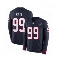 Men Nike Houston Texans 99 JJ Watt Limited Navy Blue Therma Long Sleeve NFL Jersey