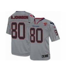 Nike Houston Texans 80 Andre Johnson Grey Elite W 10th Patch NFL Jerseys