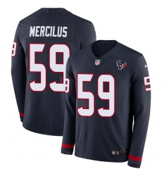 Nike Texans #59 Whitney Mercilus Navy Blue Team Color Men Stitched NFL Limited Therma Long Sleeve Jersey