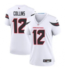 Women Houston Texans 12 Nico Collins White 2024 2nd Alternate F U S E Vapor Stitched Jersey