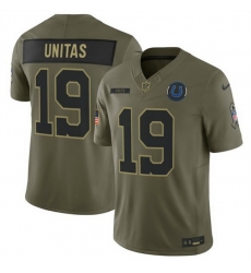 Men Indianapolis Colts 19 Johnny Unitas Olive 2025 F U S E  Salute to Service Limited Stitched Football Jersey