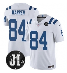 Men Indianapolis Colts 84 Tyler Warren White Jim Irsay Patch Vapor Stitched Jersey